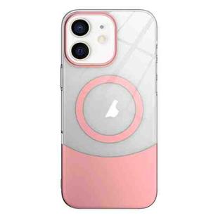 For iPhone 11 Slim Color Contrast MagSafe PC Transparent Phone Case(Pink)