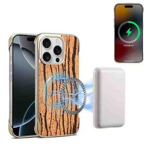 For iPhone 16 Pro Denior A18 WoodenPaint MagSafe Phone Case(Tree Pattern)