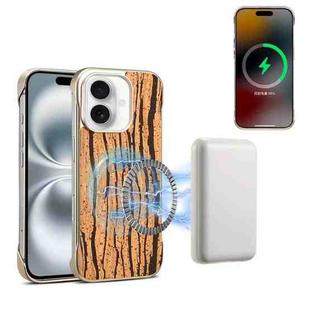 For iPhone 16 Plus Denior A18 WoodenPaint MagSafe Phone Case(Tree Pattern)