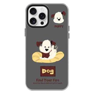 For iPhone 16 Pro Skin Feeling Jelly TPU Hybrid PC Phone Case(Enthusiastic Puppy Black)