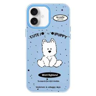 For iPhone 16 Plus Skin Feeling Jelly TPU Hybrid PC Phone Case(Line Dog Blue)