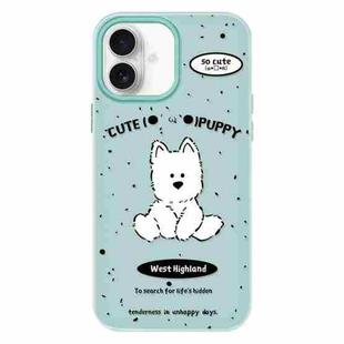 For iPhone 16 Plus Skin Feeling Jelly TPU Hybrid PC Phone Case(Line Dog Light Green)