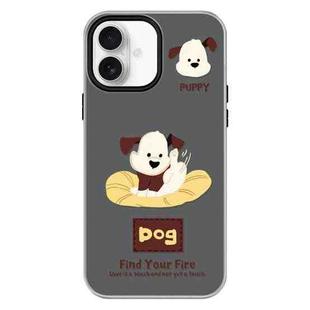 For iPhone 16 Plus Skin Feeling Jelly TPU Hybrid PC Phone Case(Enthusiastic Puppy Black)