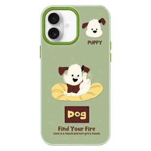 For iPhone 16 Plus Skin Feeling Jelly TPU Hybrid PC Phone Case(Enthusiastic Puppy Green)