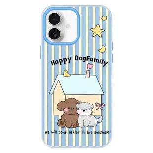 For iPhone 16 Skin Feeling Jelly TPU Hybrid PC Phone Case(Dog Blue)