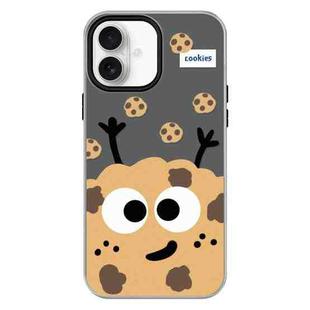 For iPhone 16 Skin Feeling Jelly TPU Hybrid PC Phone Case(Cookie Black)