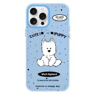 For iPhone 15 Pro Max Skin Feeling Jelly TPU Hybrid PC Phone Case(Line Dog Blue)