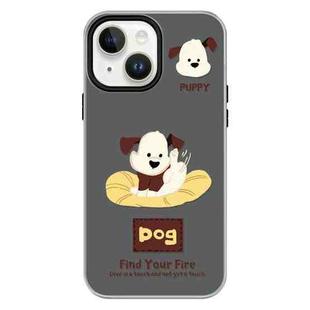 For iPhone 15 Plus Skin Feeling Jelly TPU Hybrid PC Phone Case(Enthusiastic Puppy Black)