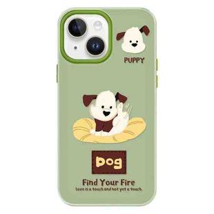 For iPhone 15 Plus Skin Feeling Jelly TPU Hybrid PC Phone Case(Enthusiastic Puppy Green)