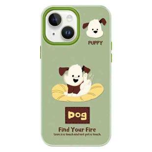 For iPhone 13 Skin Feeling Jelly TPU Hybrid PC Phone Case(Enthusiastic Puppy Green)