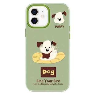 For iPhone 12 Skin Feeling Jelly TPU Hybrid PC Phone Case(Enthusiastic Puppy Green)