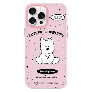 For iPhone 12 Pro Skin Feeling Jelly TPU Hybrid PC Phone Case(Line Dog Pink)