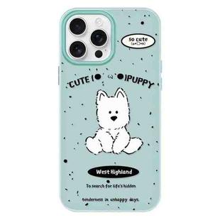 For iPhone 11 Pro Max Skin Feeling Jelly TPU Hybrid PC Phone Case(Line Dog Light Green)