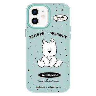 For iPhone 11 Skin Feeling Jelly TPU Hybrid PC Phone Case(Line Dog Light Green)