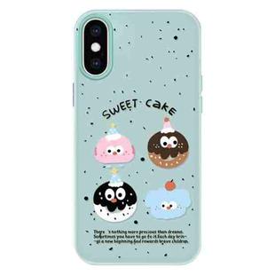 For iPhone X / XS Skin Feeling Jelly TPU Hybrid PC Phone Case(Little Monster Light Green)