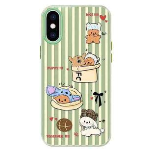 For iPhone X / XS Skin Feeling Jelly TPU Hybrid PC Phone Case(Doghouse Green)