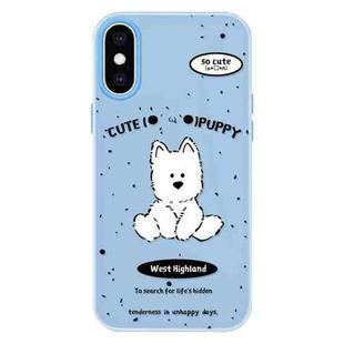 For iPhone X / XS Skin Feeling Jelly TPU Hybrid PC Phone Case(Line Dog Blue)