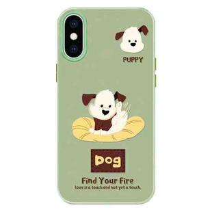 For iPhone X / XS Skin Feeling Jelly TPU Hybrid PC Phone Case(Enthusiastic Puppy Green)