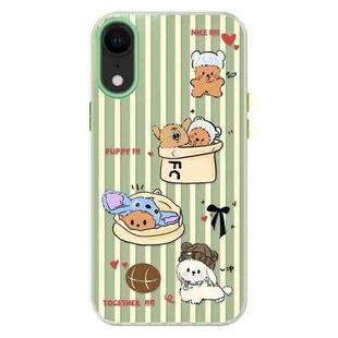 For iPhone XR Skin Feeling Jelly TPU Hybrid PC Phone Case(Doghouse Green)