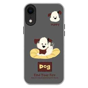 For iPhone XR Skin Feeling Jelly TPU Hybrid PC Phone Case(Enthusiastic Puppy Black)