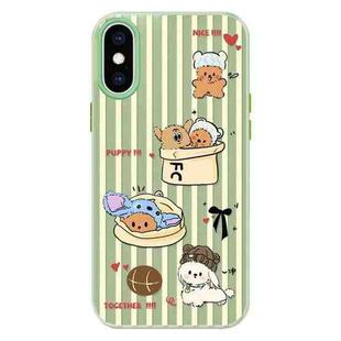 For iPhone XS Max Skin Feeling Jelly TPU Hybrid PC Phone Case(Doghouse Green)