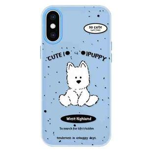 For iPhone XS Max Skin Feeling Jelly TPU Hybrid PC Phone Case(Line Dog Blue)