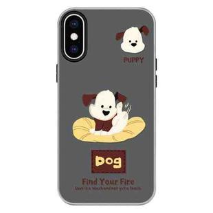 For iPhone XS Max Skin Feeling Jelly TPU Hybrid PC Phone Case(Enthusiastic Puppy Black)