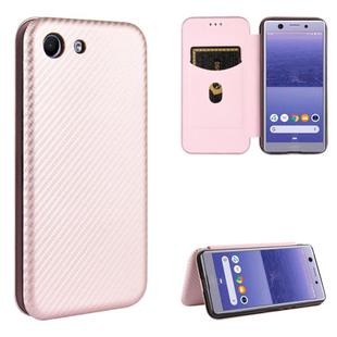 For Sony Xperia Ace Carbon Fiber Texture Horizontal Flip TPU + PC + PU Leather Case with Card Slot(Pink)