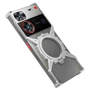 For ZTE nubia Z70 Ultra Gear Magnetic Holder Borderless Metal Phone Case(Silver)