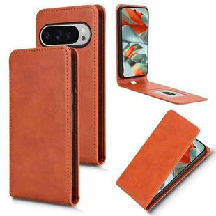 For Google Pixel 9 Magnetic Vertical Flip Leather Phone Case(Brown)