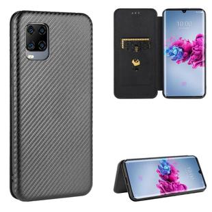 For ZTE Axon 11 5G Carbon Fiber Texture Horizontal Flip TPU + PC + PU Leather Case with Card Slot(Black)