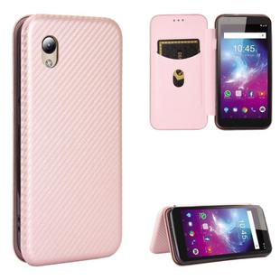 For ZTE Blade A3 Lite Carbon Fiber Texture Horizontal Flip TPU + PC + PU Leather Case with Card Slot(Pink)