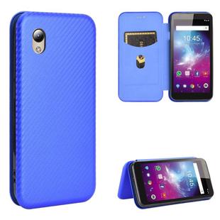 For ZTE Blade A3 Lite Carbon Fiber Texture Horizontal Flip TPU + PC + PU Leather Case with Card Slot(Blue)