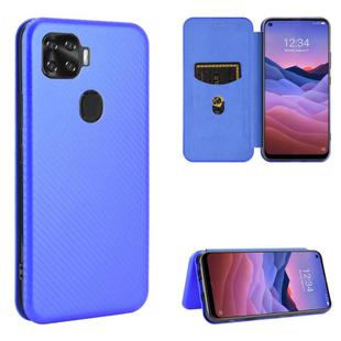 For ZTE A1 ZTG01 5G Carbon Fiber Texture Horizontal Flip TPU + PC + PU Leather Case with Card Slot(Blue)