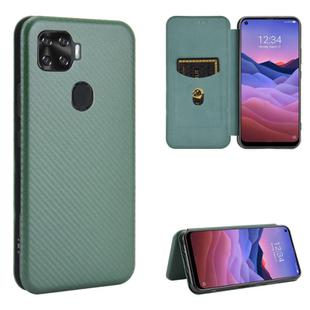 For ZTE A1 ZTG01 5G Carbon Fiber Texture Horizontal Flip TPU + PC + PU Leather Case with Card Slot(Green)