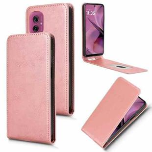 For Motorola Moto G55 5G Magnetic Vertical Flip Leather Phone Case(Rose Gold)