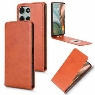 For Motorola Moto G75 5G Magnetic Vertical Flip Leather Phone Case(Brown)