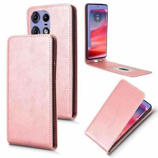 For Motorola Edge 50 Pro 5G Magnetic Vertical Flip Leather Phone Case(Rose Gold)