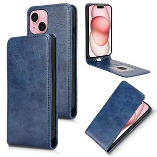 For iPhone 15 Magnetic Vertical Flip Leather Phone Case(Blue)