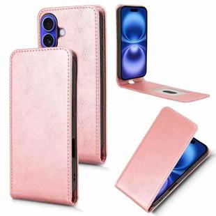 For iPhone 16 Plus Magnetic Vertical Flip Leather Phone Case(Rose Gold)