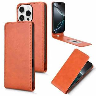 For iPhone 16 Pro Max Magnetic Vertical Flip Leather Phone Case(Brown)