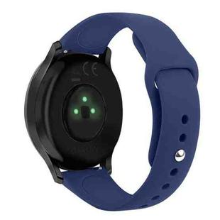 For Garmin Vivoactive 3 / Vivomove HR Solid Color Reverse Buckle Silicone Watch Band, Size: Large Size(Navy Blue)