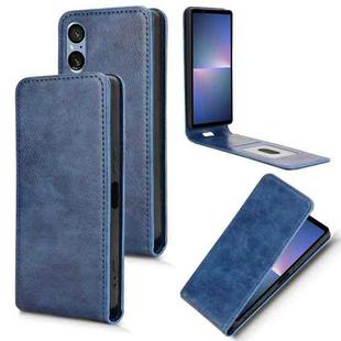 For Sony Xperia 5 V Magnetic Vertical Flip Leather Phone Case(Blue)