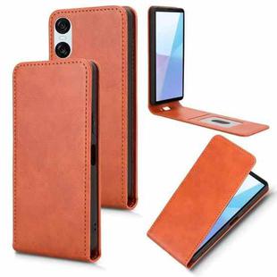 For Sony Xperia 1 VI Magnetic Vertical Flip Leather Phone Case(Brown)