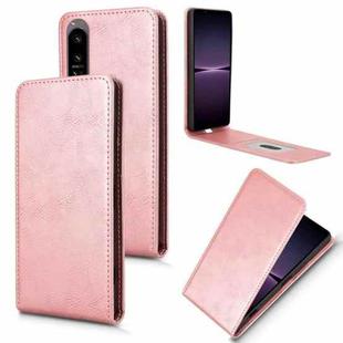 For Sony Xperia 1 IV Magnetic Vertical Flip Leather Phone Case(Rose Gold)