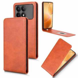 For Xiaomi Poco F6 Pro / Redmi K70 / K70 Pro Magnetic Vertical Flip Leather Phone Case(Brown)