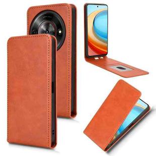 For ZTE Blade A75 5G Magnetic Vertical Flip Leather Phone Case(Brown)