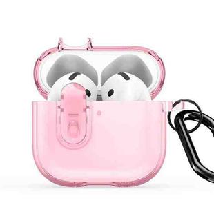 For AirPods 4 DUX DUCIS PECL Series Split Transparent Earphone Case with Hook(Pink)