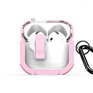 For AirPods 4 DUX DUCIS PECN Series Split Two-color Transparent Earphone Case with Hook(Pink White)