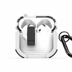 For AirPods 4 DUX DUCIS PECN Series Split Two-color Transparent Earphone Case with Hook(White Black)